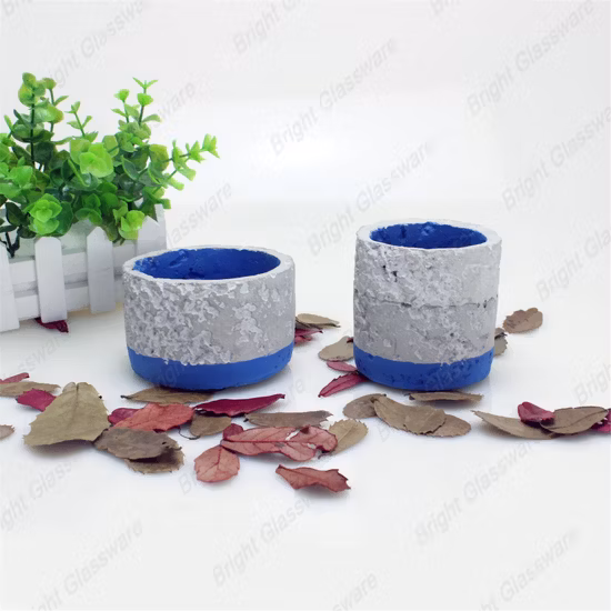 클래식 라운드 블루 장식 콘크리트 캔들 홀더