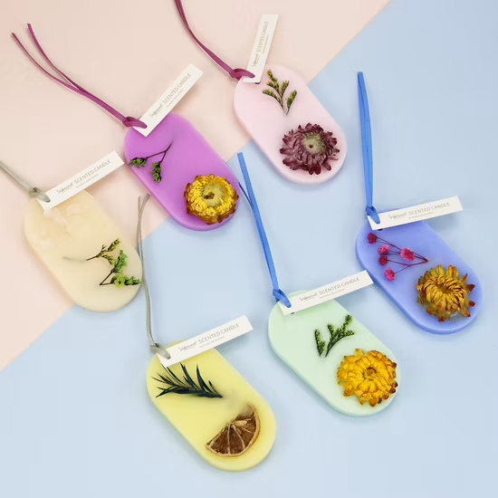 포장 상자와 사용자 정의 다채로운 크리스탈 클럽 장식 말린 꽃 향기로운 향수 왁스 캔들 태블릿을 수락